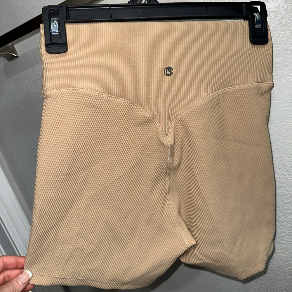 Tan Ribbed Material Girl Buffbunny Shorts